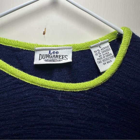 Lee Dungarees Navy with Vibrant Multicolour Stripes Lightweight Knit Vest - Picture 4 of 6